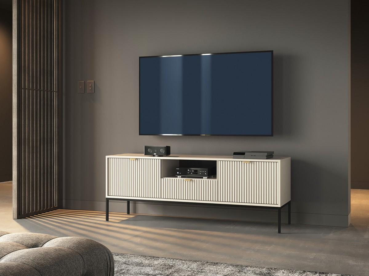 Тумба під телевізор Perfect Home Nova RTV154 2-дверна з 1 шухлядою і чорними ніжками Кашемір (PFH-091230)