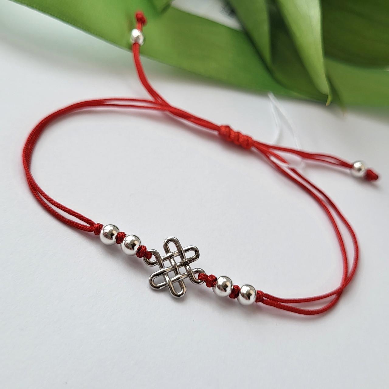 Браслет без камней оберег знак долголетия серебро 925 пробы 1,16 г Красный (родованное)