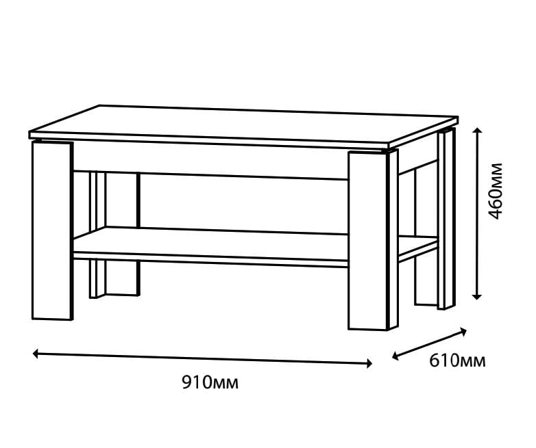 Журнальный стол Everest 910 910х610х465 мм Дуб крафт белый (11283) - фото 3 Журнальный стол Everest 910 910х610х465 мм Дуб крафт белый (11283) - фото 3