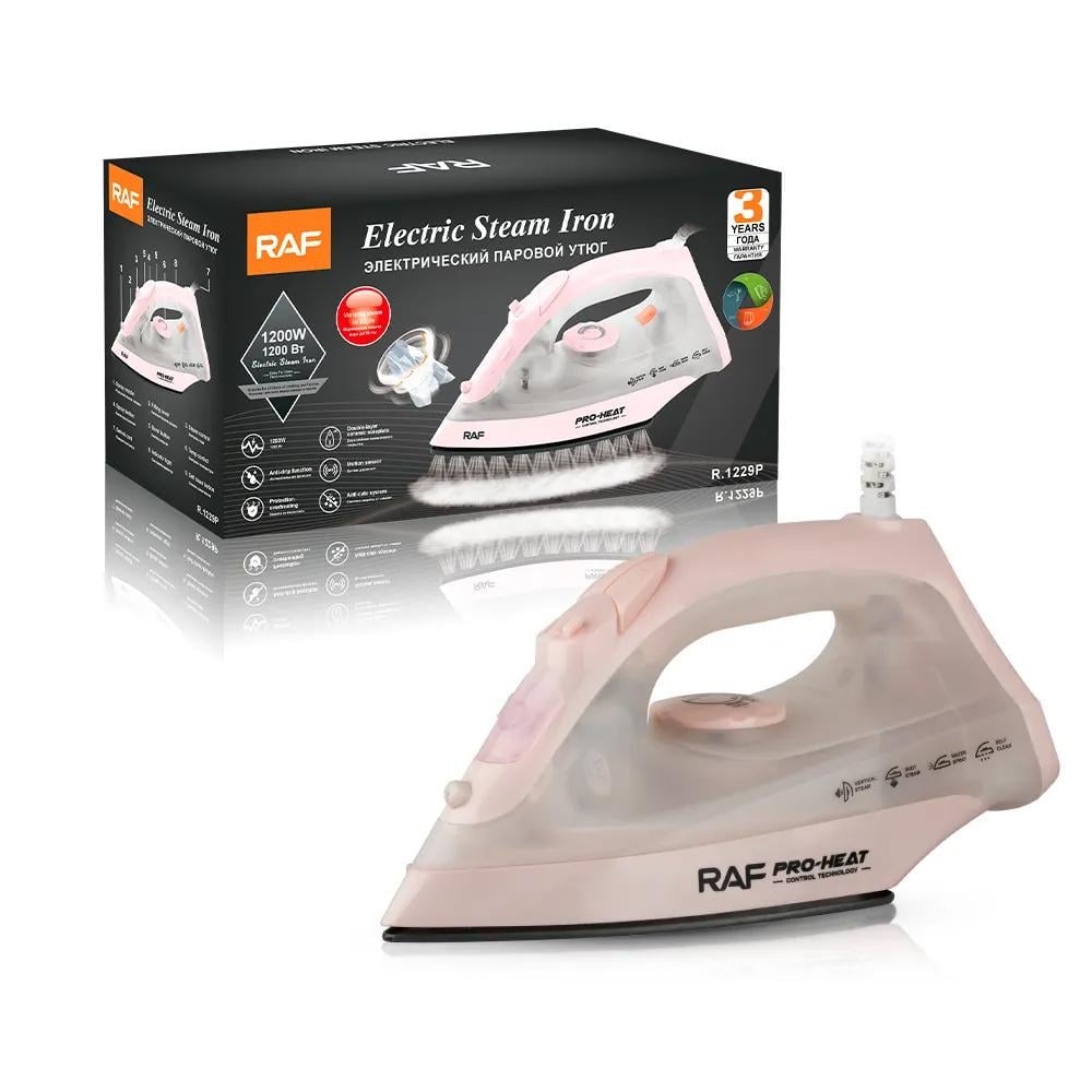 Утюг паровой RAF R.1229Р с керамической подошвой 1200 Вт Белый/Розовый (e5ea4309) - фото 3 Утюг паровой RAF R.1229Р с керамической подошвой 1200 Вт Белый/Розовый (e5ea4309) - фото 3