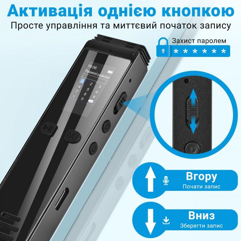 Диктофон цифровой Bluetooth Savetek GS-R29 8Гб Черный (2701086143) - фото 3 Диктофон цифровой Bluetooth Savetek GS-R29 8Гб Черный (2701086143) - фото 3
