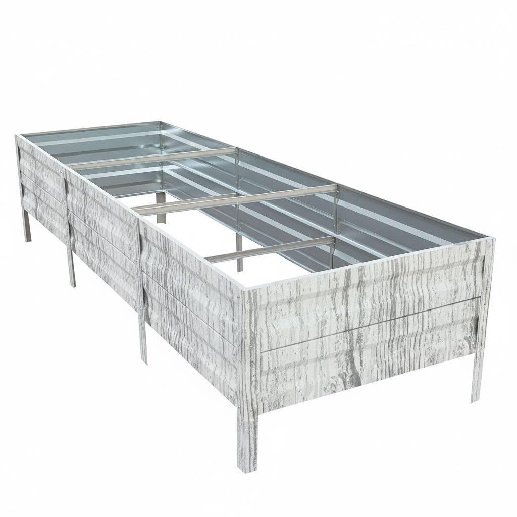 Грядка оцинкована цинк 0,65 мм 3x1х0,4 м Біле дерево