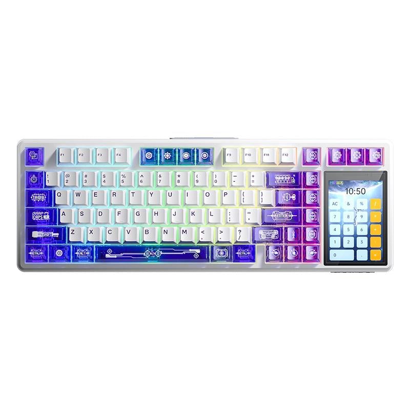 Клавиатура игровая AULA L99 беспроводная механическая с RGB подсветкой/сенсорным экраном 3,98"/поддержкой HOT-SWAP White/Purple (33284324)