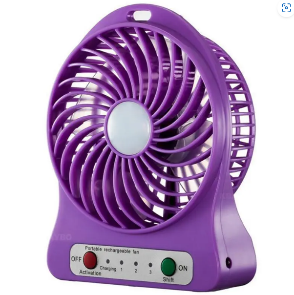 Вентилятор аккумуляторный 3 режима Фиолетовый (4376)