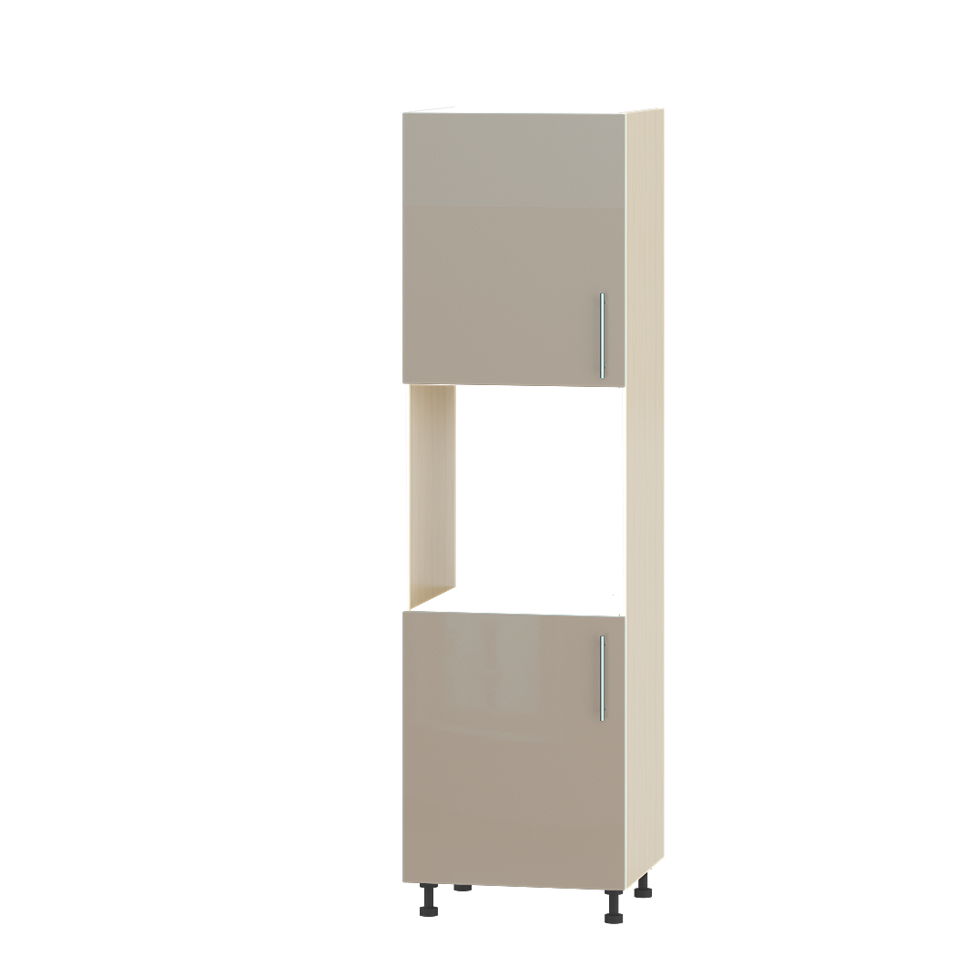 Шкаф кухонный Эверест Акрил модуль Пенал Н76-600 60х57х215 см Норковый глянец/Дуб Молочный (04723)