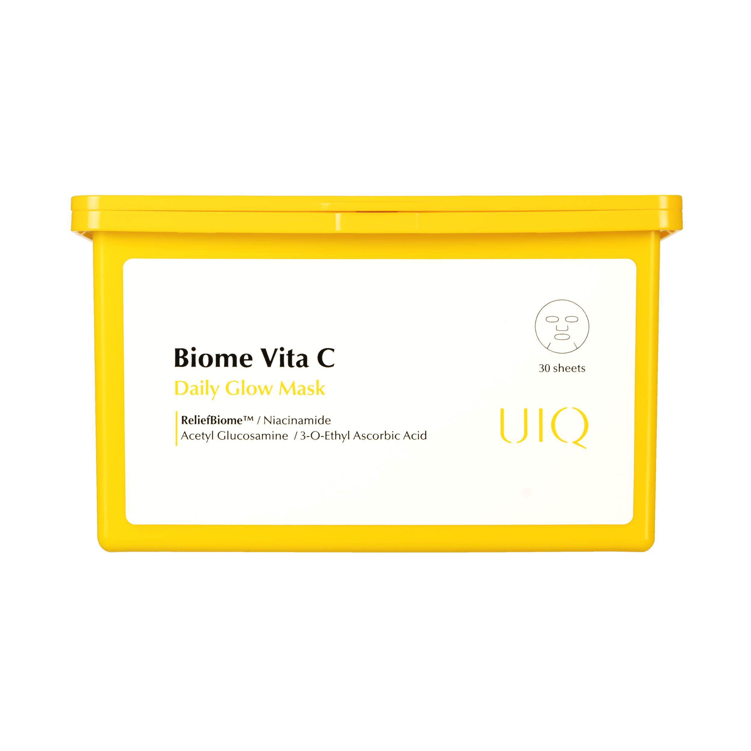 Упаковка освітлювальних масок UIQ Biome Vita C Daily Glow Mask 30 sheets Упаковка освітлювальних масок UIQ Biome Vita C Daily Glow Mask 30 sheets