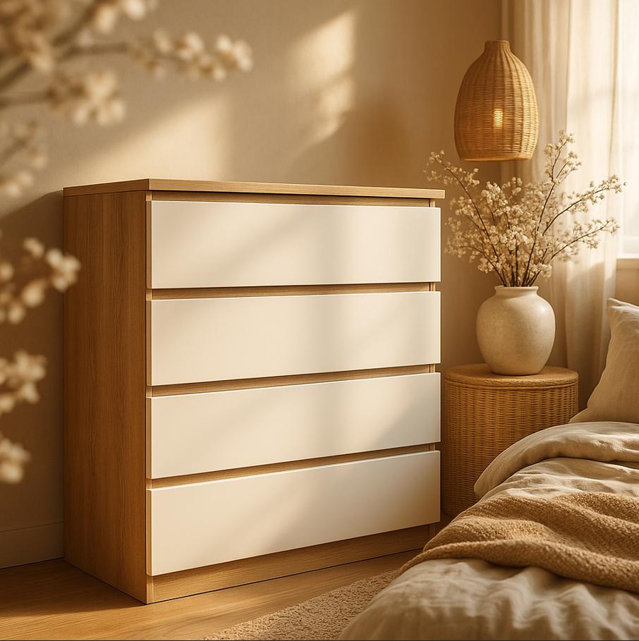 Комод сучасний Майстер Форм Брайт із шухлядами для спальні 900х376х950 мм Дуб сонома/Білий (201901)