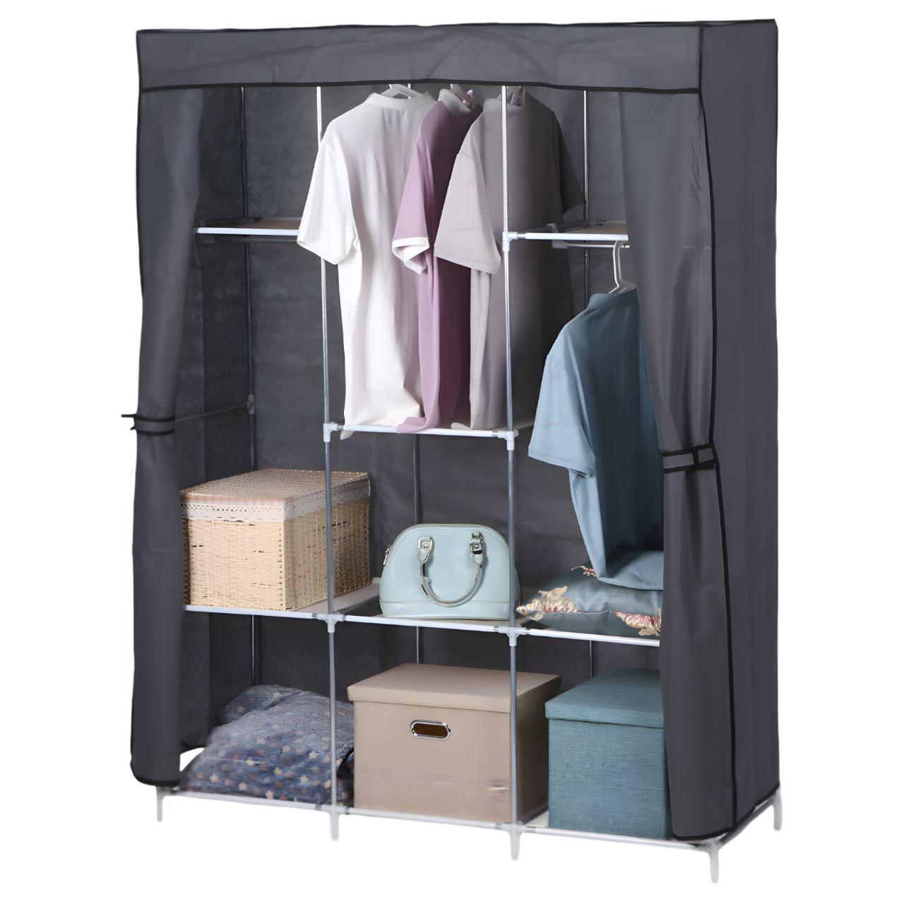 Текстильна шафа 00941/D з металевим каркасом і полицями 130×45×170 см (31395231)