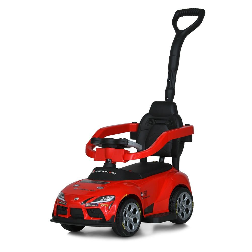 Детская каталка-толокарь Bambi M 6129 с родительской ручкой музыка/свет 2в1 Красный (2687558293)