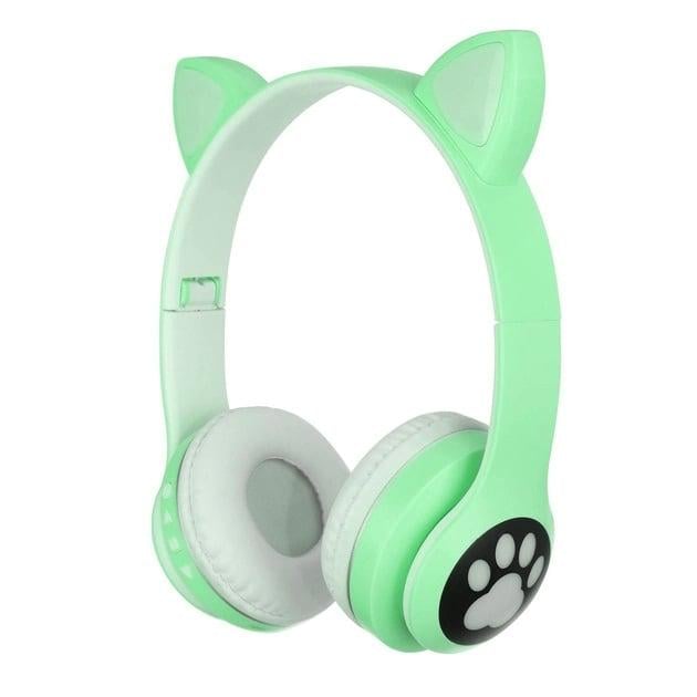 Наушники беспроводные Cat VZV 23M со светящимися кошачьими ушками Green (tf4343)