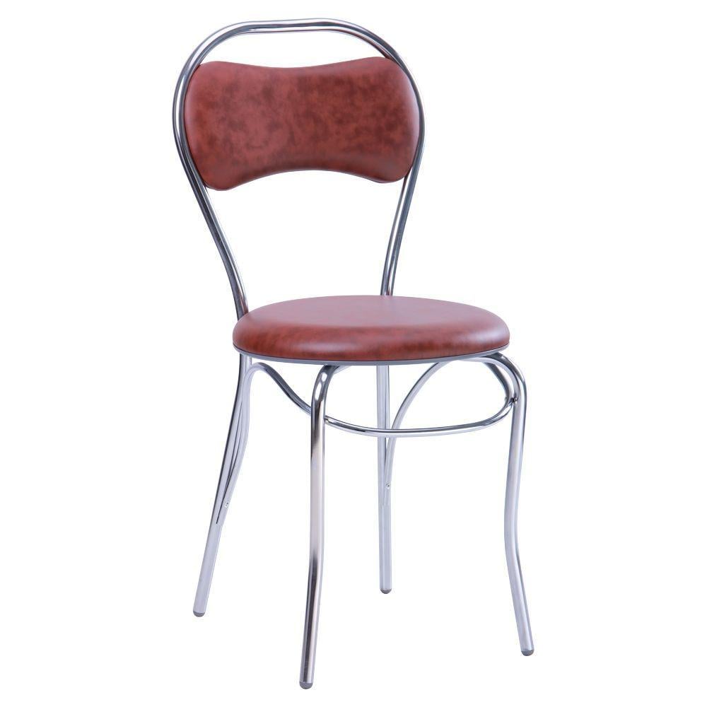 Стул AMF Холдинг Тайм Неаполь N-77 из металла и кожзаменителя Хром/Коричнево-красный (504146)