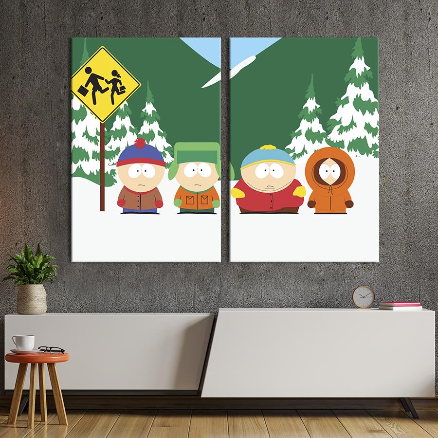 Настенный декор диптих картина на холсте для интерьера South Park 71x51 см (743-2)