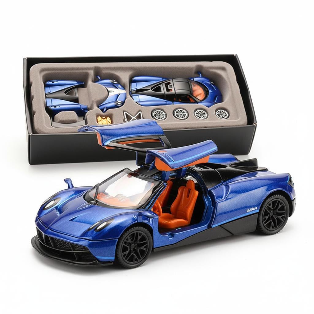 Коллекционная машина металлическая Pagani Zonda R инерционная со сменными деталями 1:43 Синий