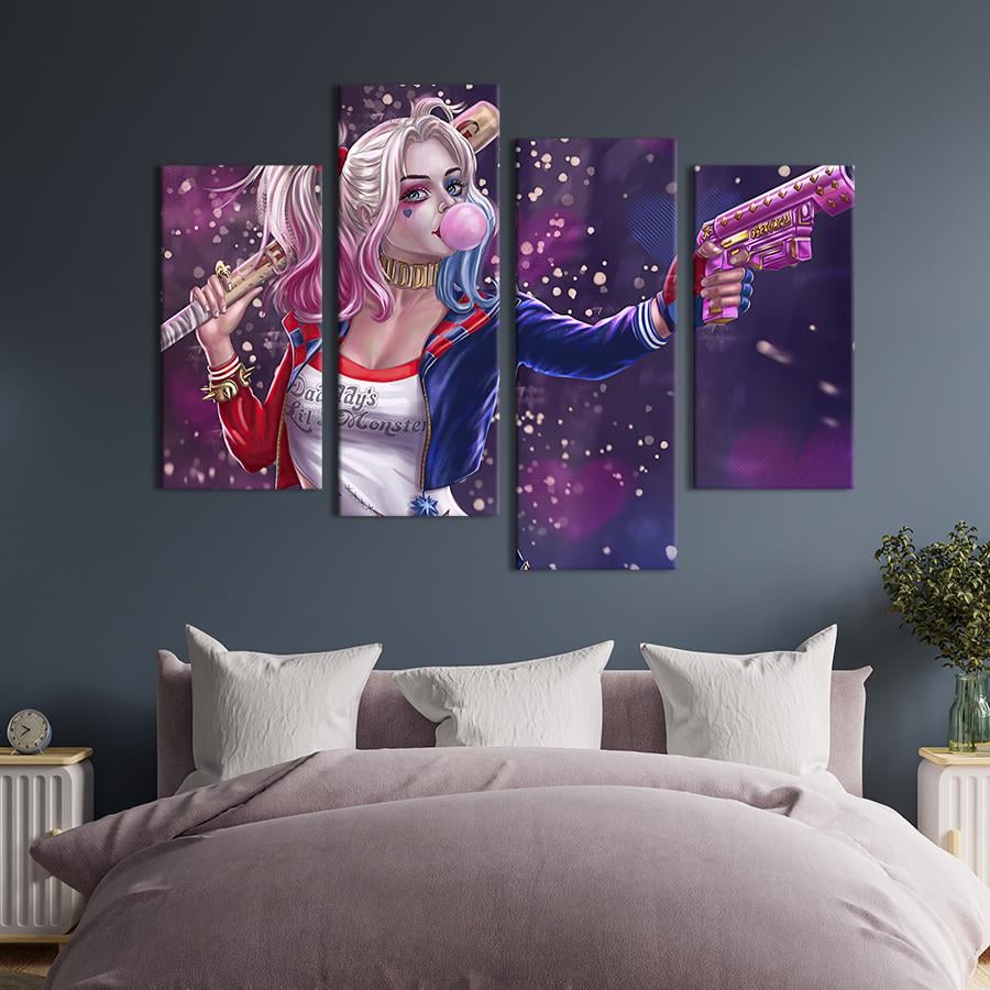Модульная картина из 4 частей Суперзлодейка Харли Квинн 89x56 см (714-42) Модульная картина из 4 частей Суперзлодейка Харли Квинн 89x56 см (714-42)
