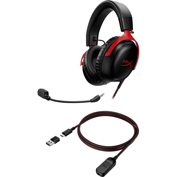 Гарнитура проводная HyperX Cloud III накладная с микрофоном 3,5 мм USB-C DTS 64 Ом Black/Red (727A9AA) - фото 6