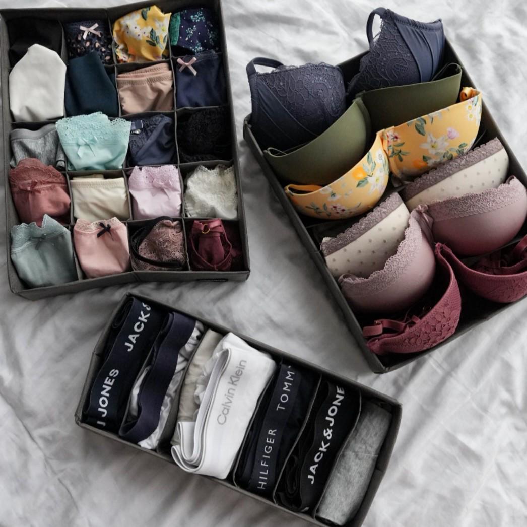 Набір органайзерів для білизни великий 3 шт. Сірий (Gr003) - фото 3