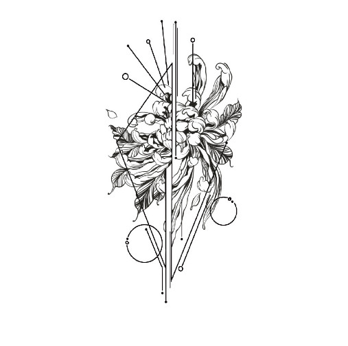 Тату тимчасове водостійке 3D велике Квіти HD-13 18,5х8,5 см (4506342)