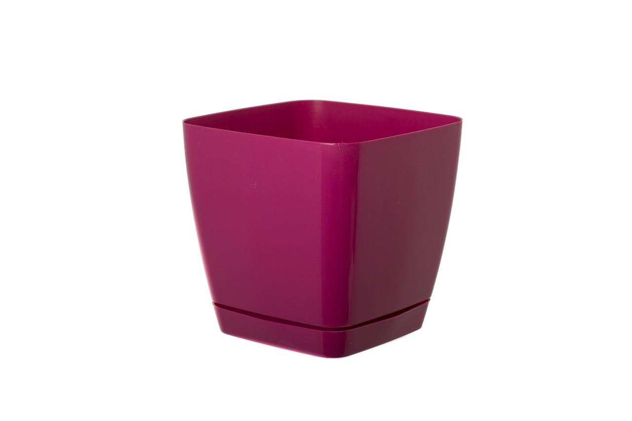 Горщик для квітів з підставкою Form-Plastic Тоскана квадратний 2,5 л 15х14 см Ягідний