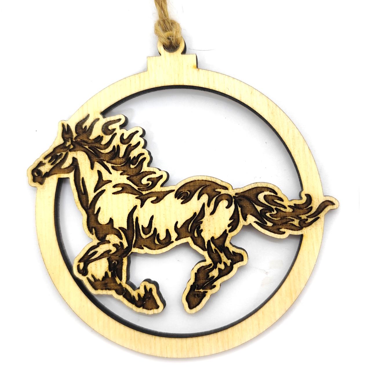 Игрушка новогодняя на елку Год Лошади 2026 деревянная v.2 9х8,5 см Береза ​​(2795404628)
