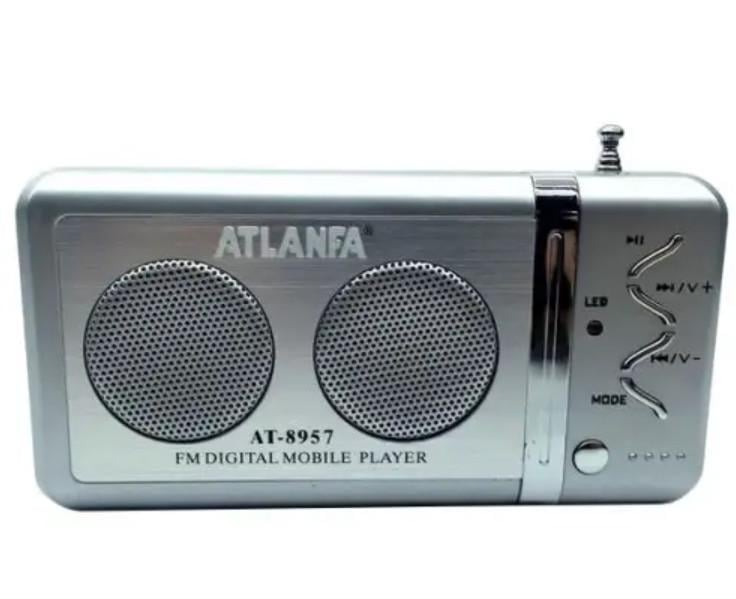 Радиоприемник портативный Atlanfa AT-8957 4 Вт FM MP3 USB/microSD аккумулятор BL-5C 600 mAh 125х60х20 мм Silver (29774772) Радиоприемник портативный Atlanfa AT-8957 4 Вт FM MP3 USB/microSD аккумулятор BL-5C 600 mAh 125х60х20 мм Silver (29774772)