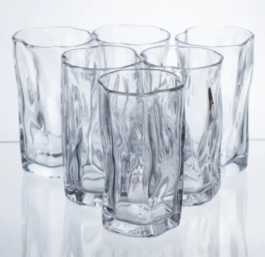 Набор высоких стаканов Yiwu HP-17-62 Crinkle Glass стеклянных 6 шт. 270 мл Прозрачный (HP-17-62)