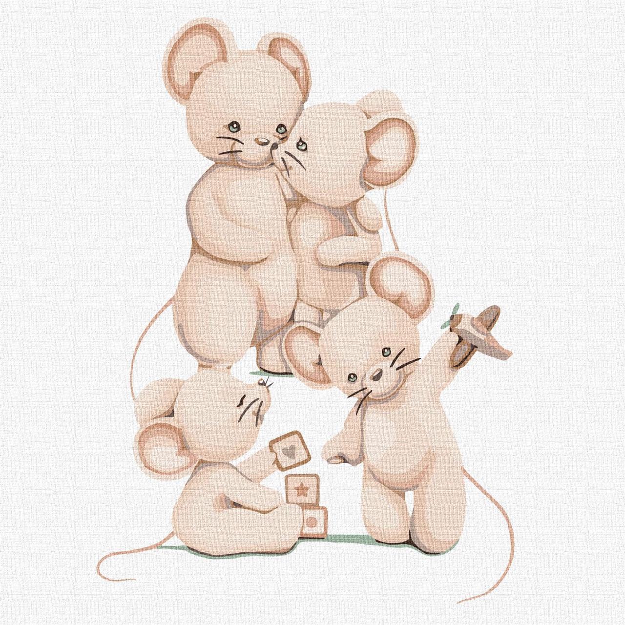 Набор для росписи по номерам 7+ Счастливая семья 30х30 см (KHO6039)