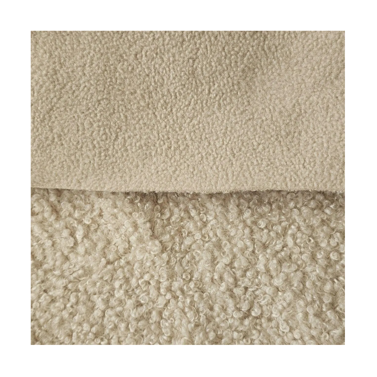 Ткань Барашек Teddy для обивки мягкой мебели ширина рулона 1,4 м Бежевый (88240m) - фото 1