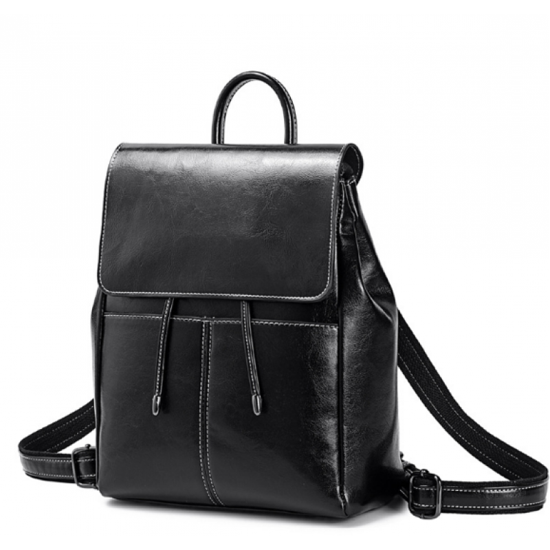 Рюкзак-сумка шкіряний 26х23х13 см Чорний (808)