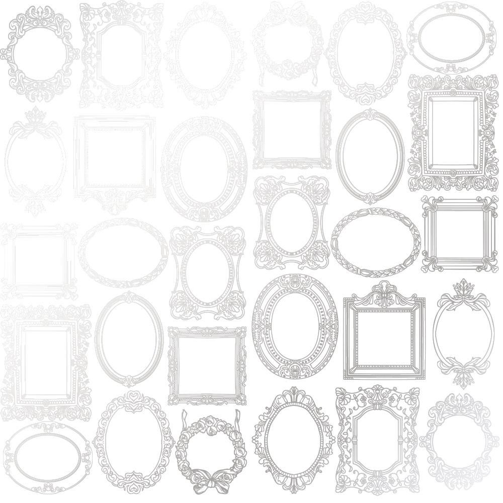 Лист бумаги односторонний Silver Frames с серебряным тиснением 30,5х30,5 см White