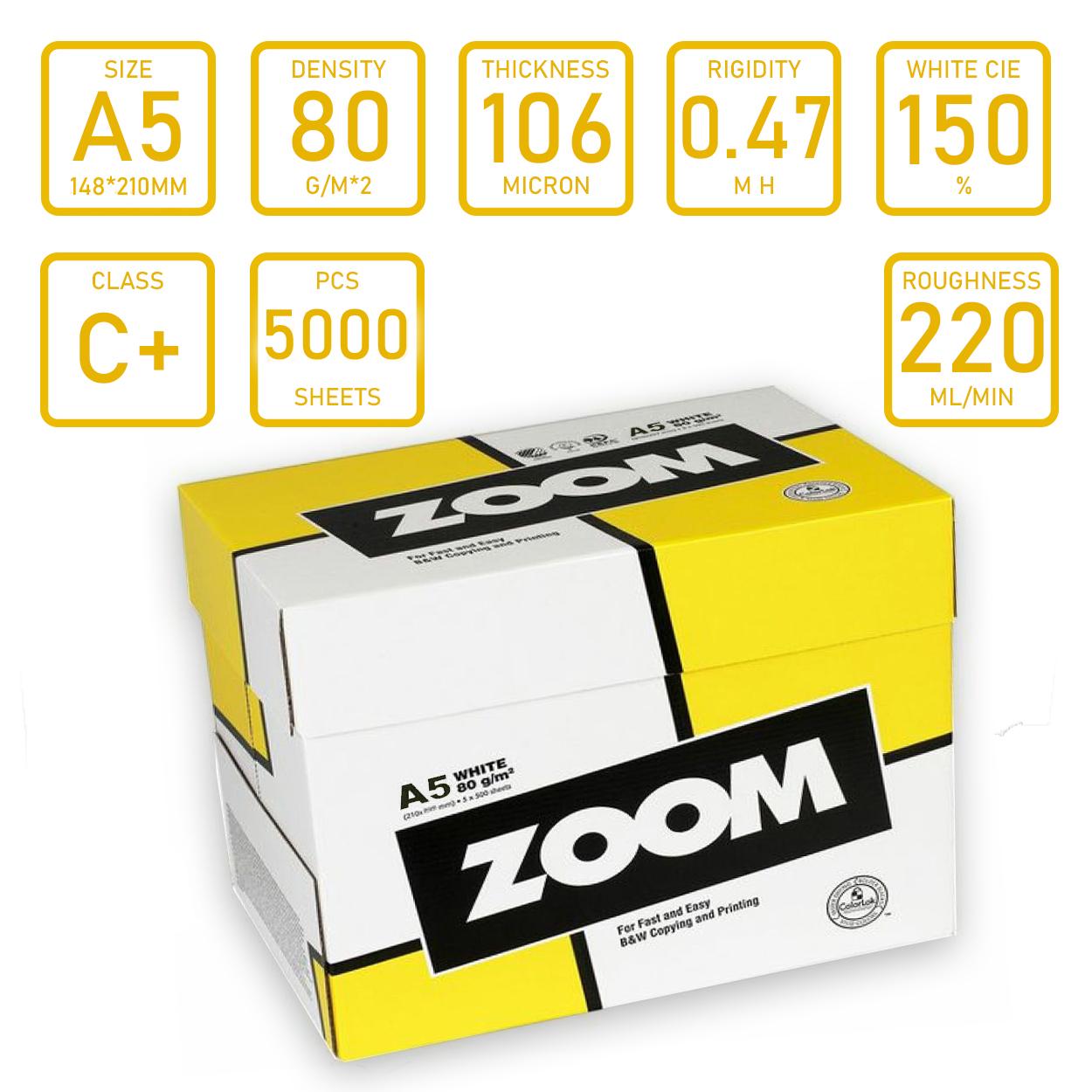 Офісний папір ZOOM A5 80 г/м2 клас С+ 10 пачок 5000 аркушів (19319722) - фото 2