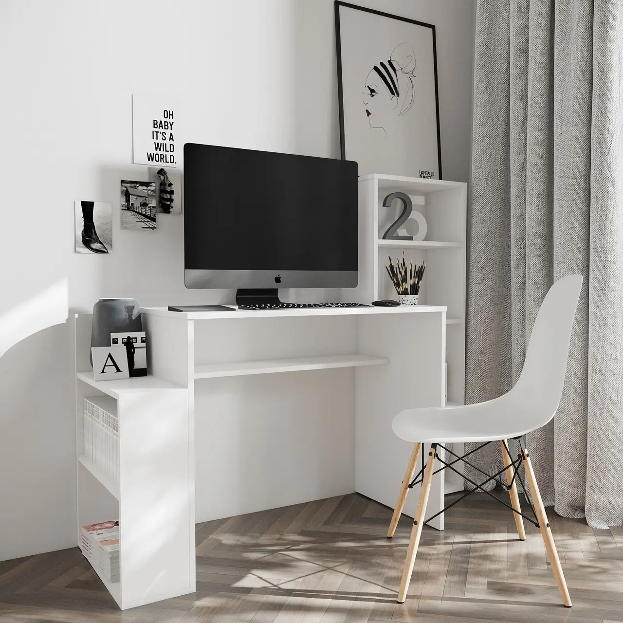 Компьютерный стол IdealMebel КС-8 Белый (КС-8-1)