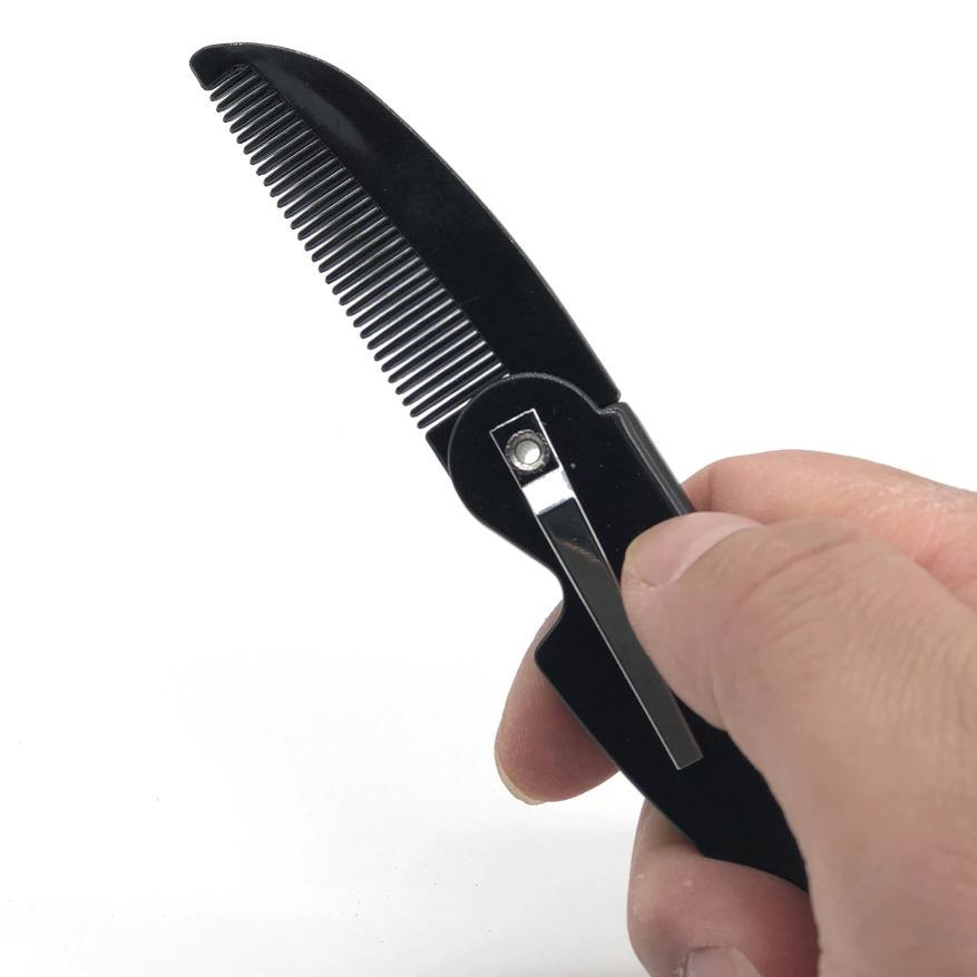 Гребень для волос/бороды/усов мужской Pocket Clip складной пластиковыйЧерный (87149436) - фото 2