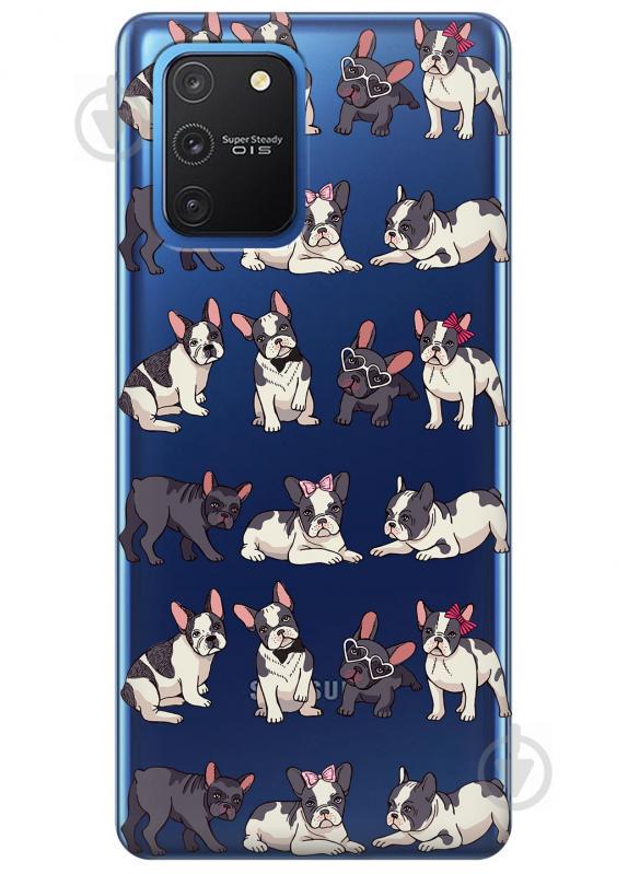 Прозрачный силиконовый чехол iSwag для Samsung Galaxy S10 Lite с рисунком - Маленькие бульдоги (KS3483)