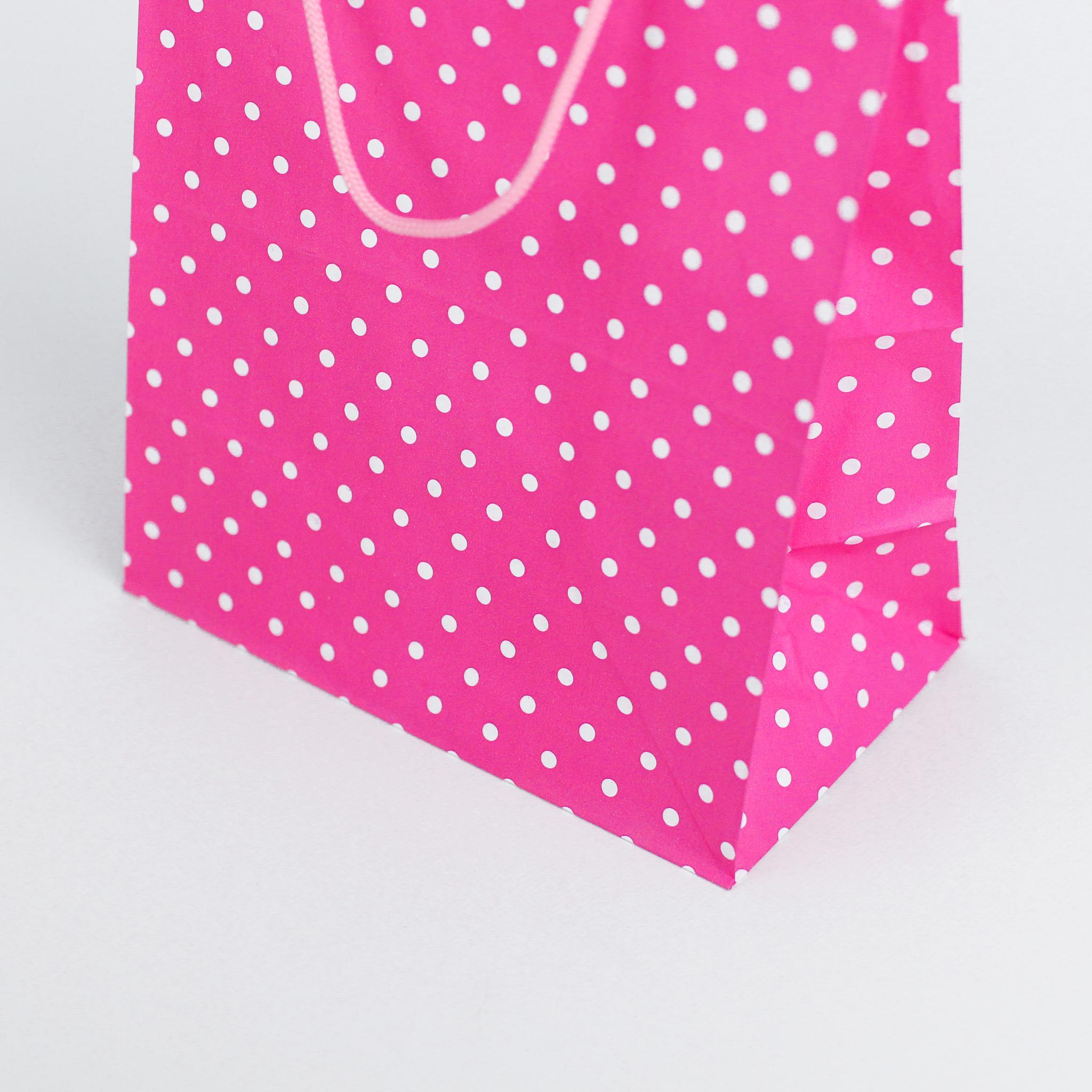 Пакет в горошек бумажный подарочный с ручками 20 шт. 260х150х320 мм Розовый - фото 4 Пакет в горошек бумажный подарочный с ручками 20 шт. 260х150х320 мм Розовый - фото 4