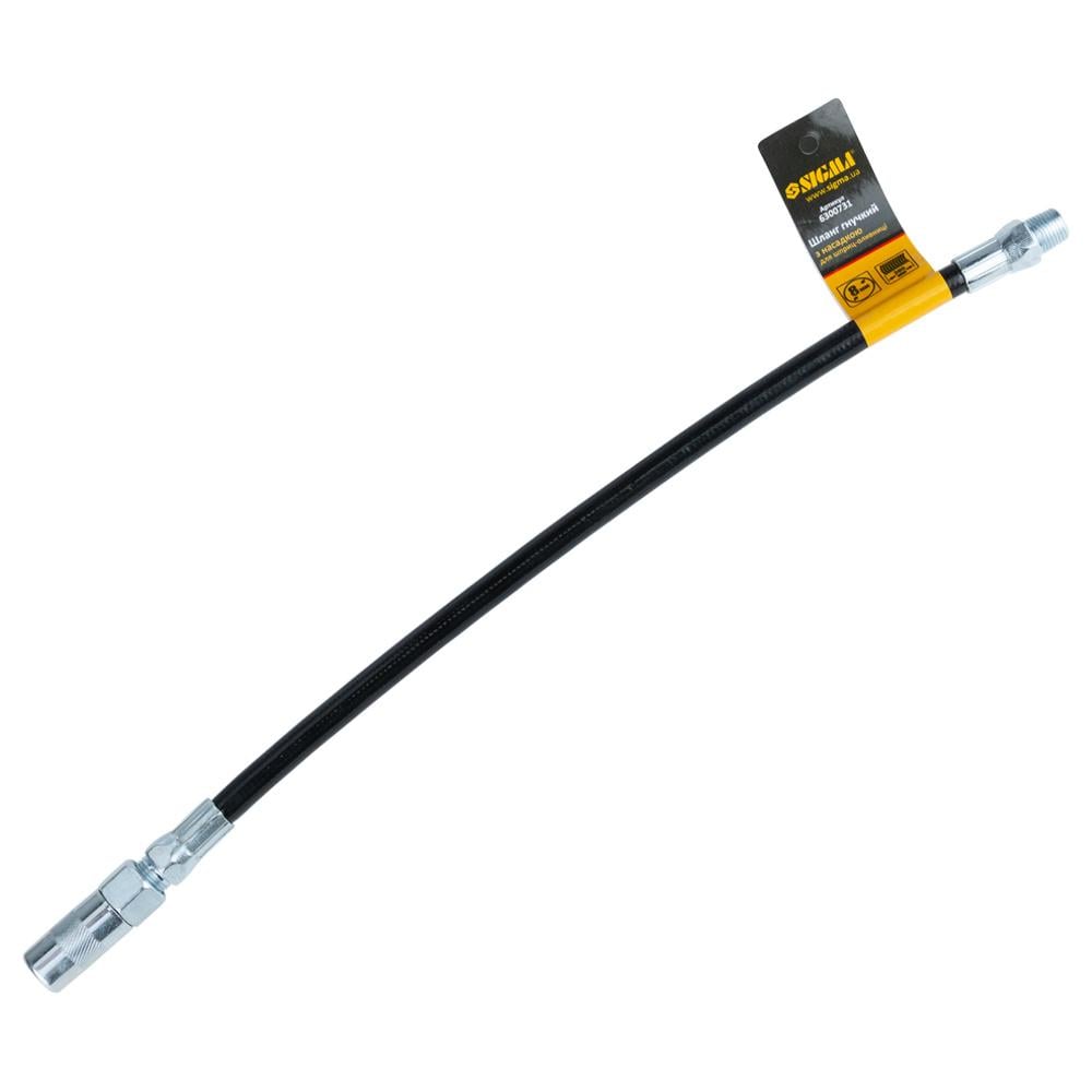 Шланг гибкий Sigma 8x300 мм c наконечником для шприц-масленки (6300731) Шланг гибкий Sigma 8x300 мм c наконечником для шприц-масленки (6300731)