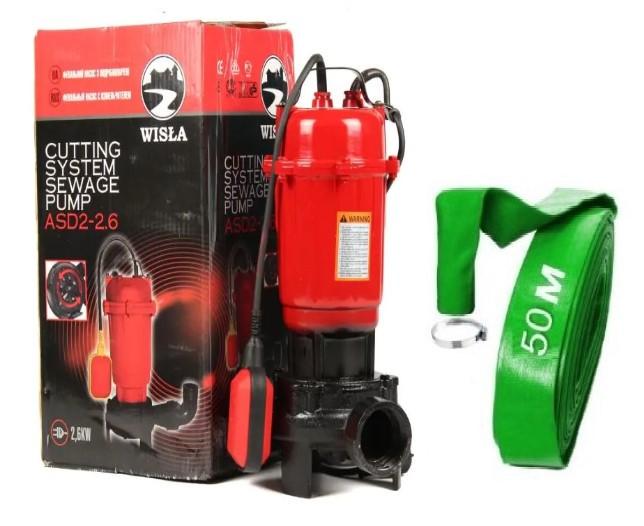 Насос дренажно-фекальный Wisla ASD 2 2,6 kW А нож плюс измельчитель с поплавком шланг 50 м (30381682)
