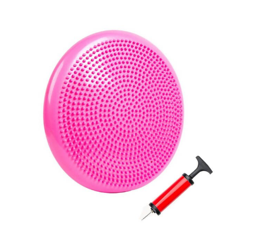 Балансировочная подушка массажная Olvi надувная с насосом D 33 см Розовый (10401)