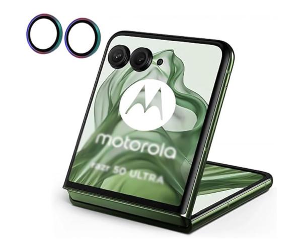Защитное стекло с рамкой CD Pattern на заднюю камеру для Motorola Razr 50 Ultra / Razr+ 2024 Разноцветный