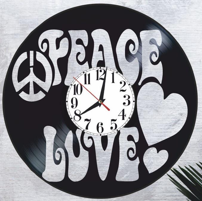 Часы настенные Peace and Love 2178 из виниловой пластинки
