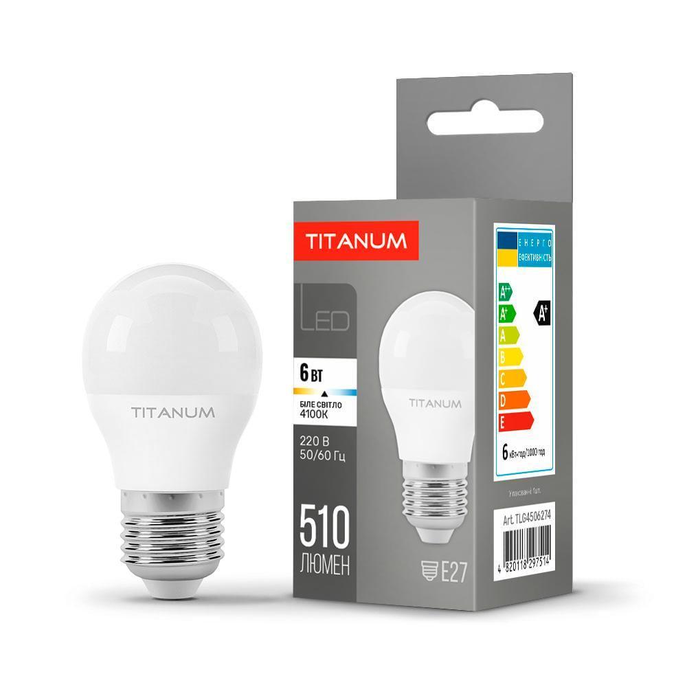 Світлодіодна лампа TITANUM G45 6W E27 4100K (27830099) Світлодіодна лампа TITANUM G45 6W E27 4100K (27830099)