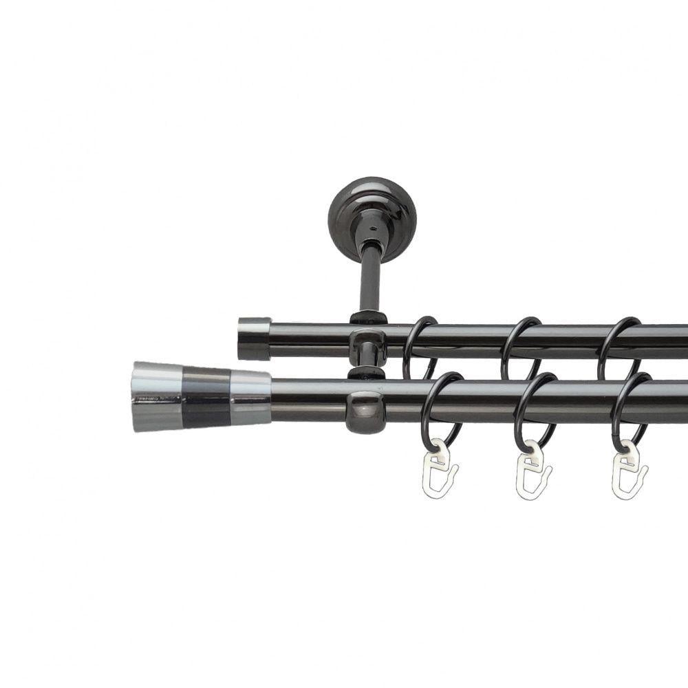 Карниз Orvit Валео V2 металевий дворядний відкритий гладка труба кільце металеве 19/16 мм 240 см Онікс (00-00014855)