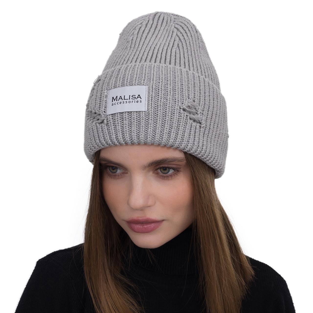 Шапка женская Malisa БРУНО без подкладки рваная с эмблемой на отвороте one size Светло-серый (262020) - фото 1 Шапка женская Malisa БРУНО без подкладки рваная с эмблемой на отвороте one size Светло-серый (262020) - фото 1