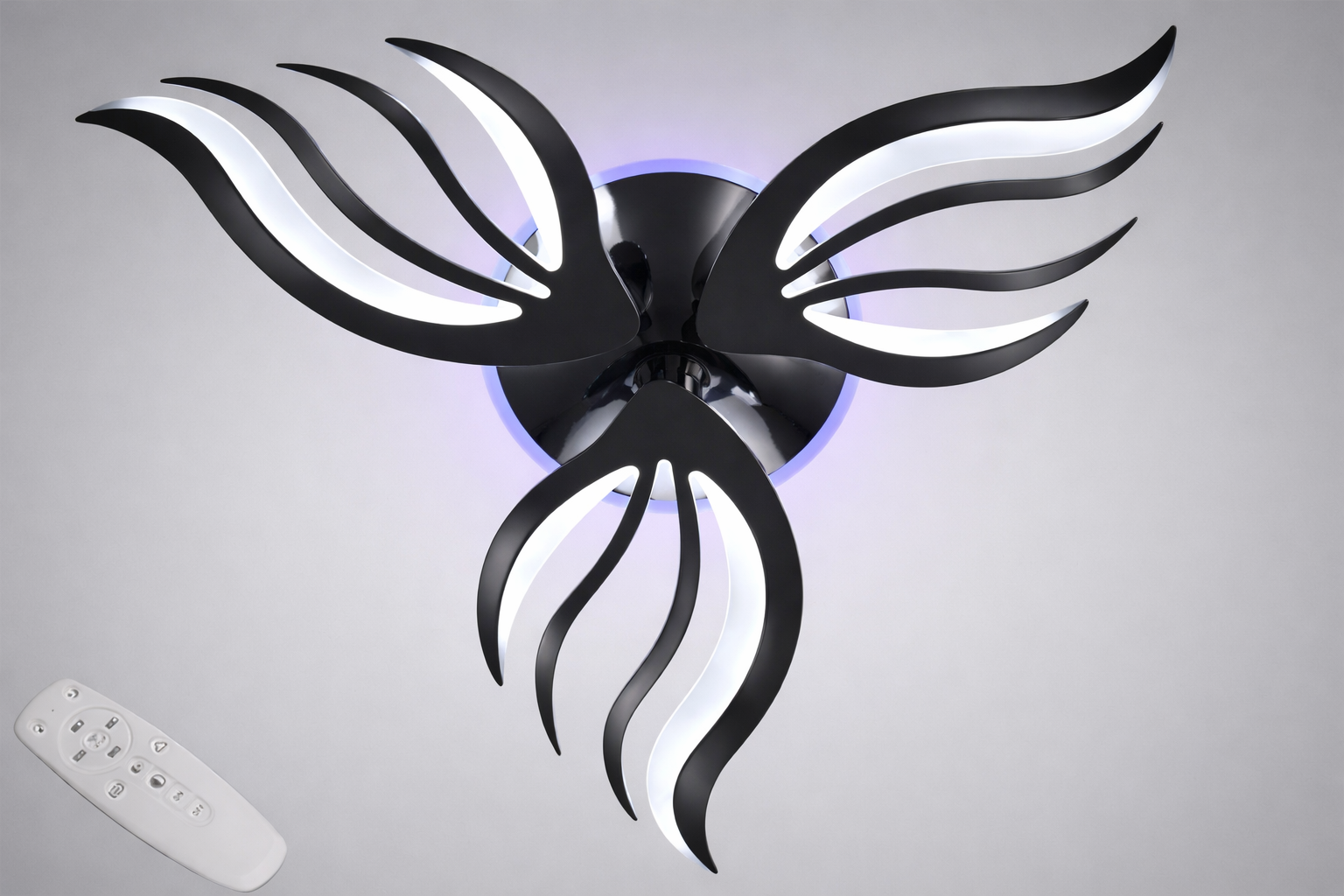 Люстра потолочная LED/пульт/димер/52Вт Черный (2527/3BK LED 3color dimmer)