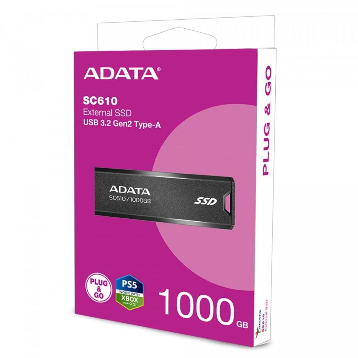 Флеш-память USB ADATA SC610 SSD 1 Тб Black (SC610-1000G-CBK/RD) - фото 6