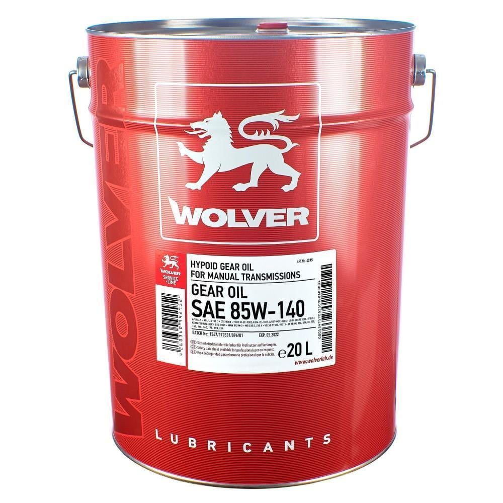 Трансмиссионное масло Wolver GEAR OIL SAE 85W-140 API GL-5 20 л (13768)