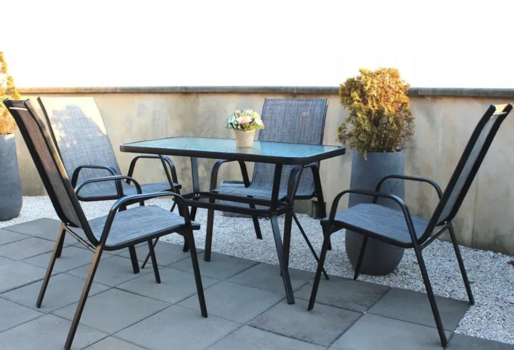 Стіл садовий Garden Line скляний чорні ніжки 110x60 см - фото 5