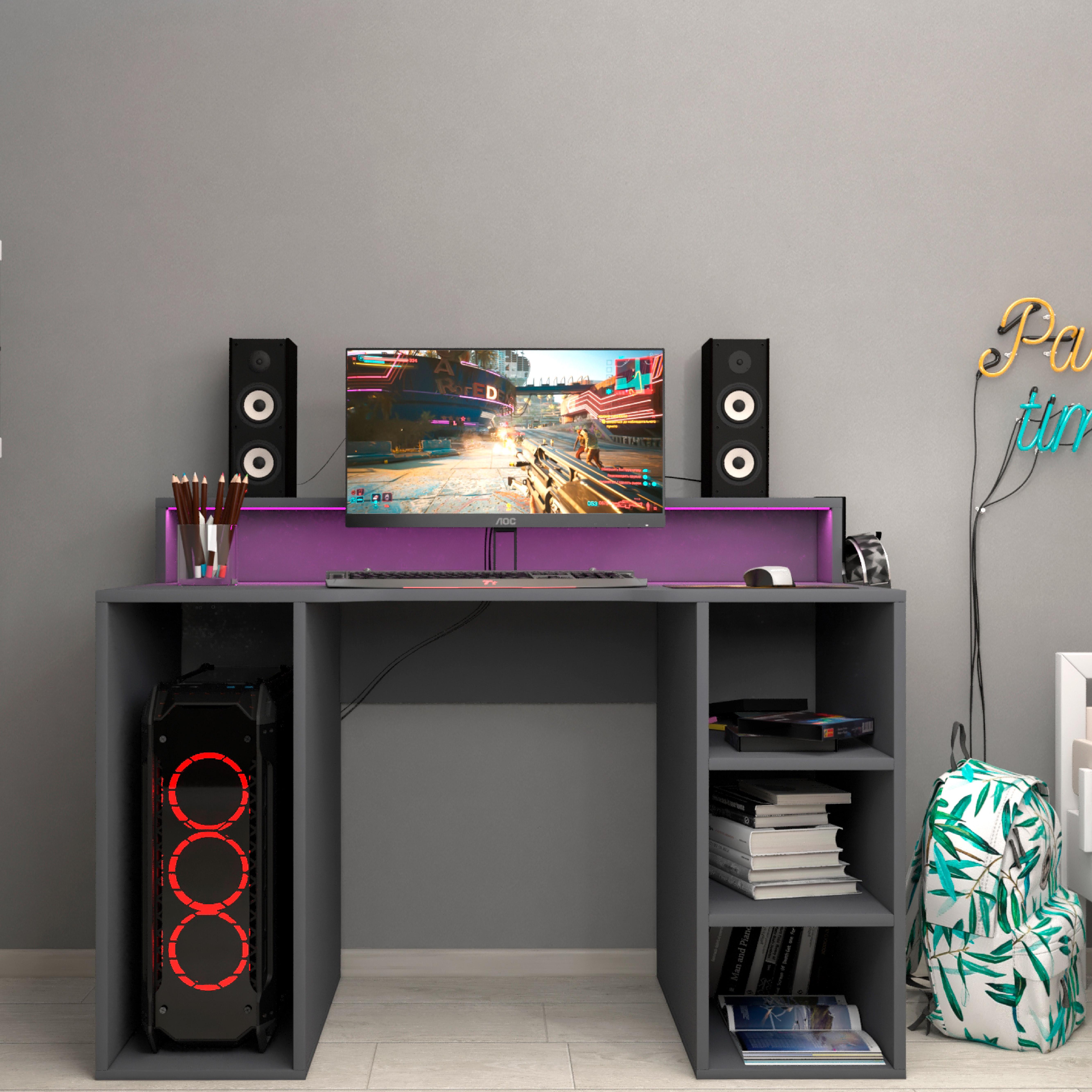 Компьютерный стол Mebellini Маршал Modern 1300х710/860х600 мм Антрацит (арт.SKEP1000-039)