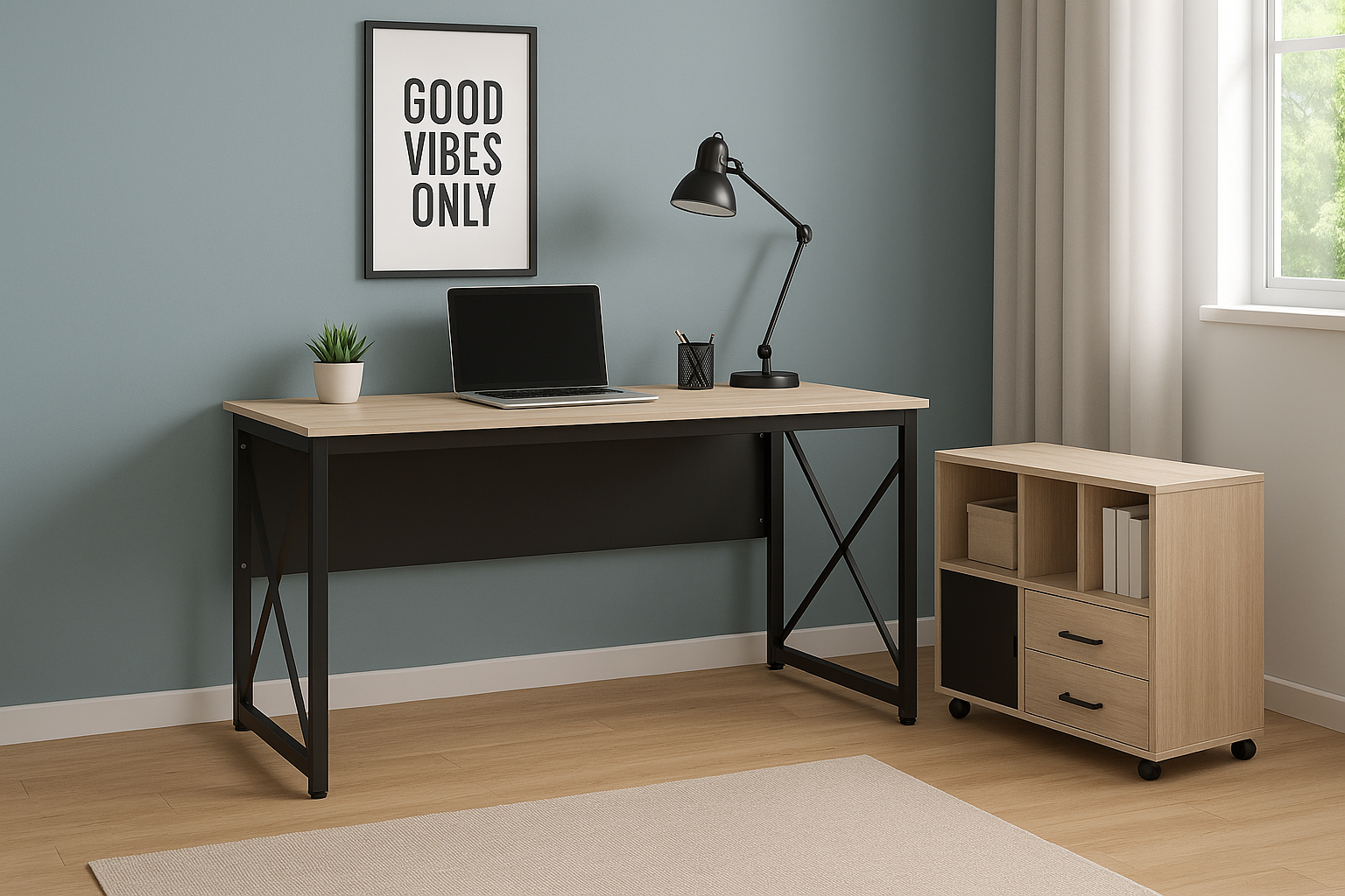 Стіл письмовий з тумбою EcoLoft IN-2730 в стилі лофт (27504223)