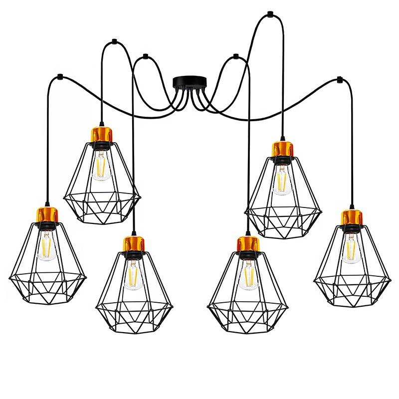 Люстра стельова Light House SRS-16089/6 павук на шість ламп Чорний