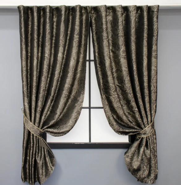 Шторы на кухню Fantasy жаккард 1,4х1,7 м 2 шт. Венге/Бежевый (1632ш 35-0288)